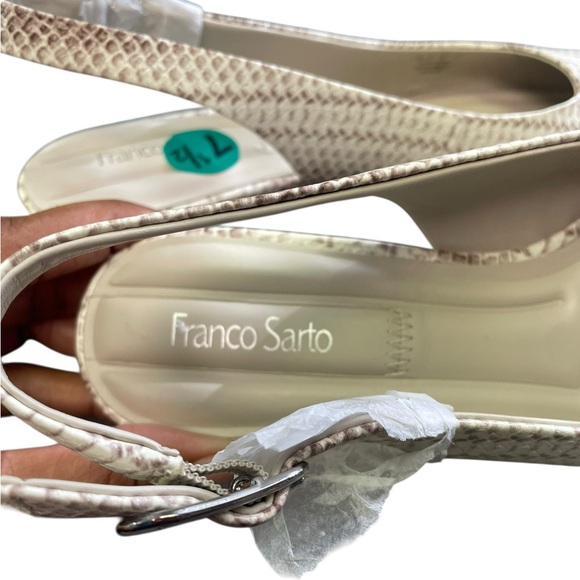 Franco Sarto Beige Snakeskin Slingback Heels - Picture 2 of 6